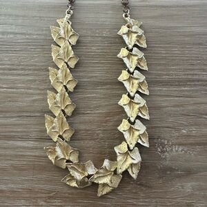 Vintage BSK Gold Leaf Necklace 1960s Signed